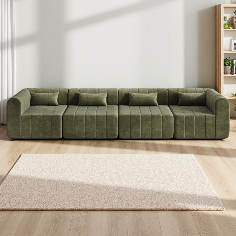 Canapé modulaire entièrement compressé de 145,5 pouces, canapé modulaire rembourré en polyester avec 4 pièces, canapé modulaire en éponge compressée