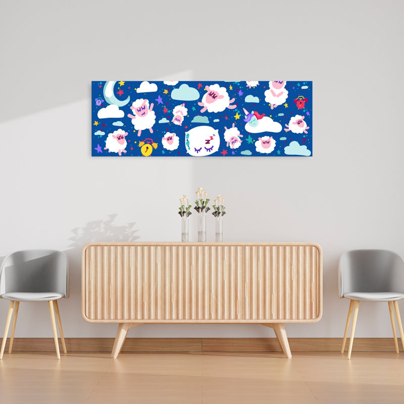 Sweet Sleeping Sheep Dreams 1 Piece Wrapped Canvas Panoramic Wall Art, 40.64 cm H x 121.92 cm W