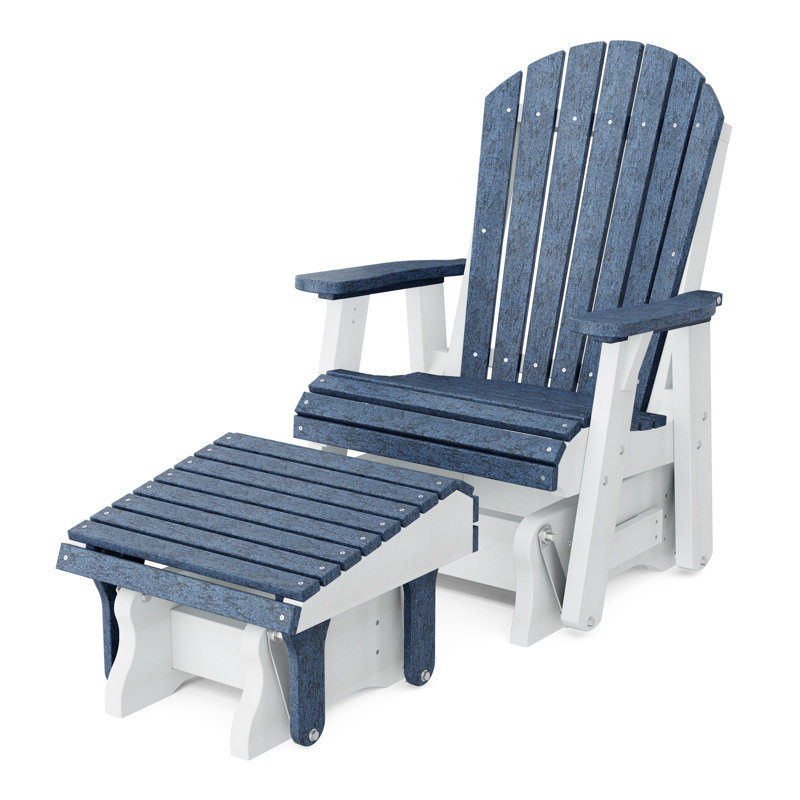 Fauteuil oscillant simple avec repose-pieds Delja, Bleu patriote / blanc