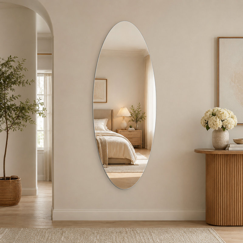 Miroir ovale pleine longueur 63 "x 24" sans cadre avec bord biseauté