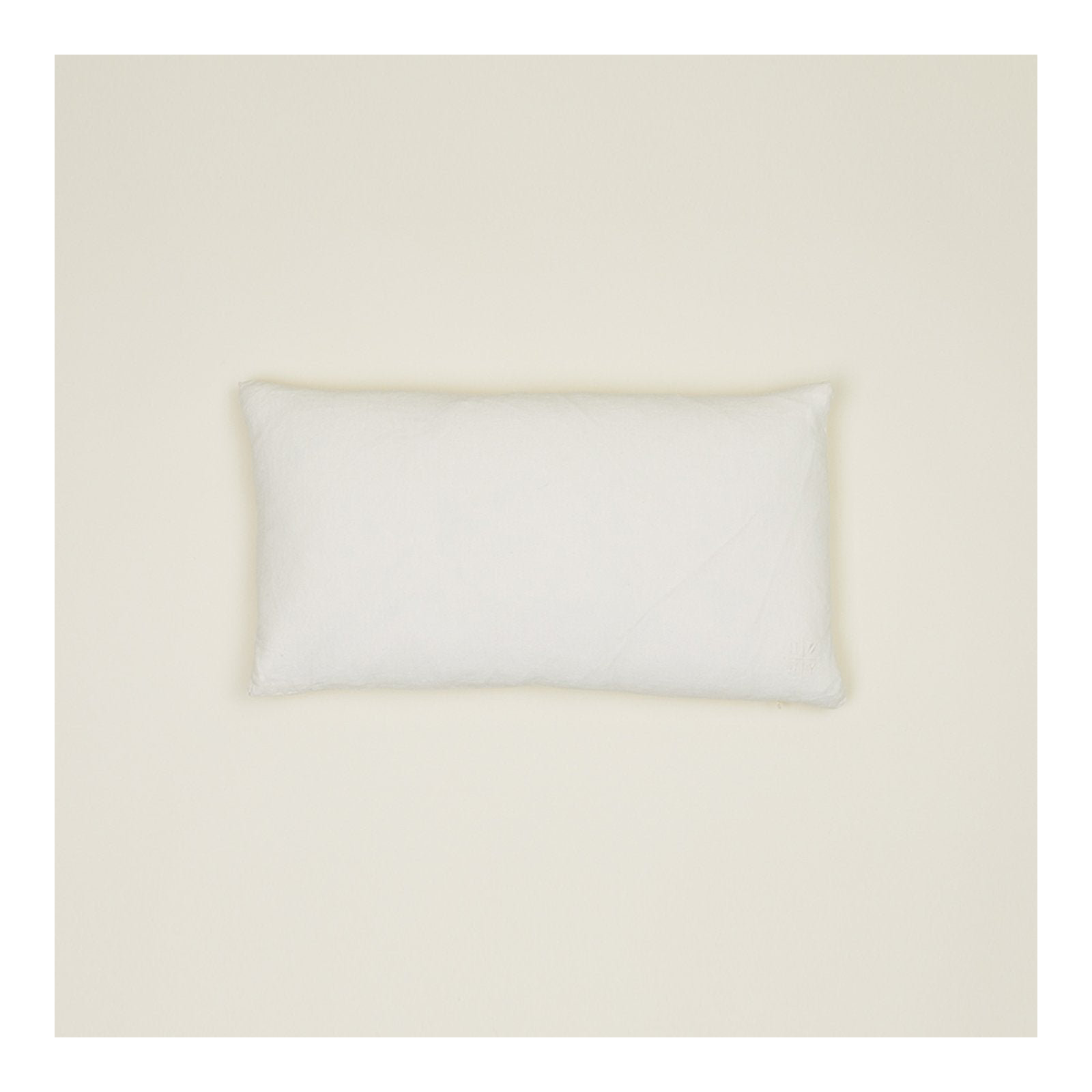 Simple Embroidered Linen Throw Pillow, Ivory, Rectangle 12" H x 22" W