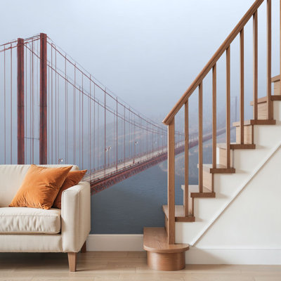 Peel and Stick Wallpaper Wall Mural Golden Gate Bridge San Francisco foggy day Wall Art Self Adhesive and Removable