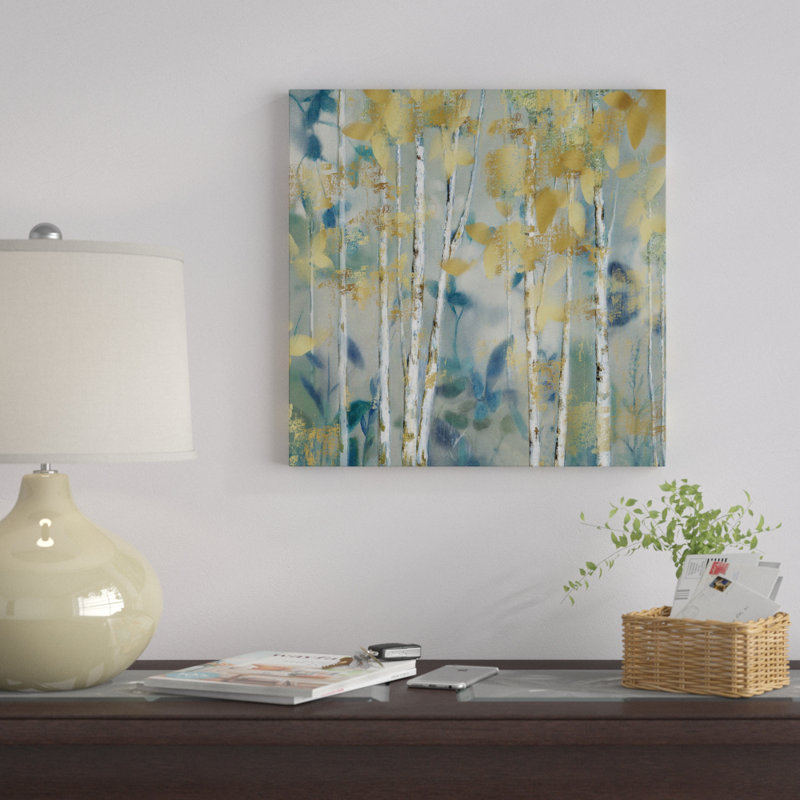 «Gilded Forest I», reproduction de peinture acrylique, H 18 po x l 18 po x P 1 po, Toile tendue