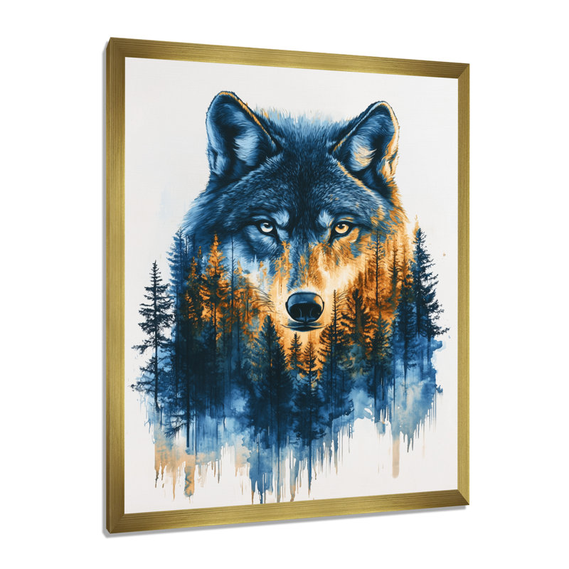 Giesbert - animaux, art mural, H 20 po x l 12 po, Reproduction encadrée sans passe-partout, Doré