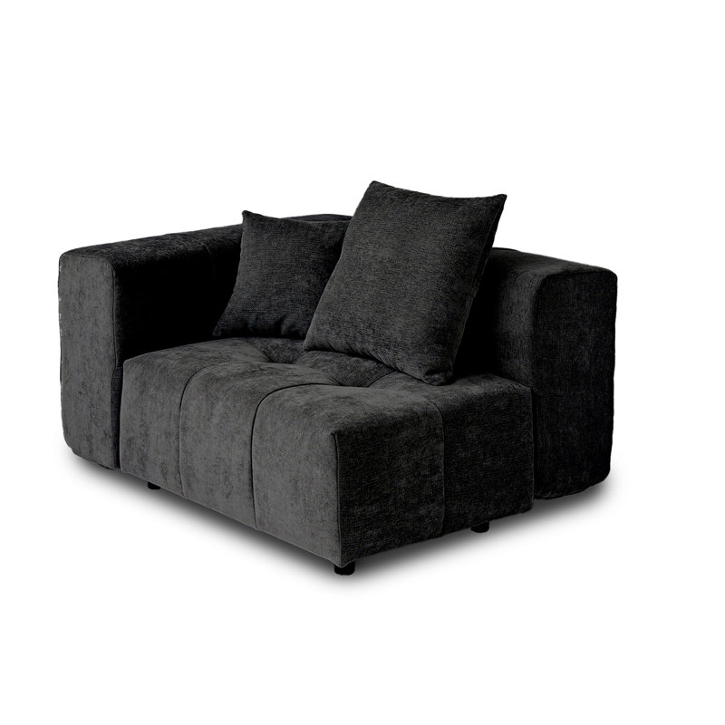 Chaise rembourrée en tissu de lin Kay, Noir