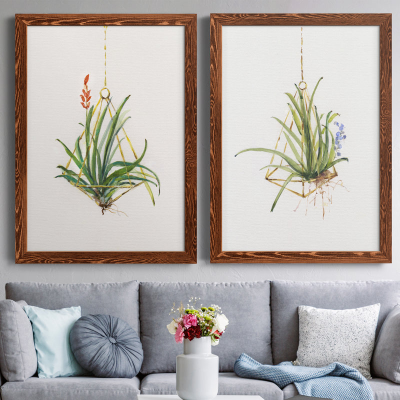 Gardenaire I - ensemble de 2 peintures sur toile encadrées, Encadré de bois de noyer, H 44 po x l 31 po x P 1 po