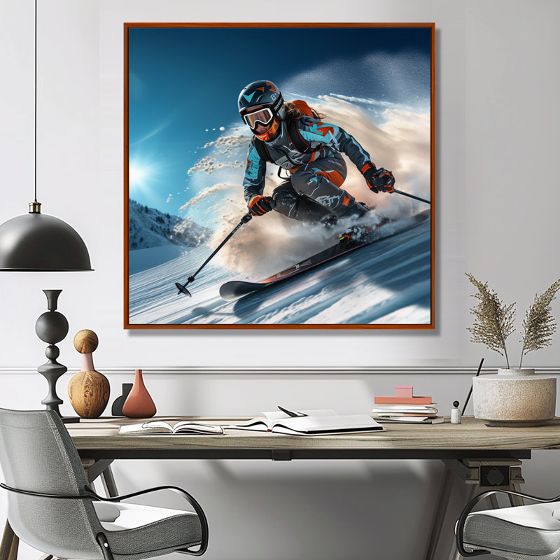 «Downing the Mountain in Speed And Style I», impression d'art mural, Cadre flottant brun, H 16 po x l 16 po x P 1 po