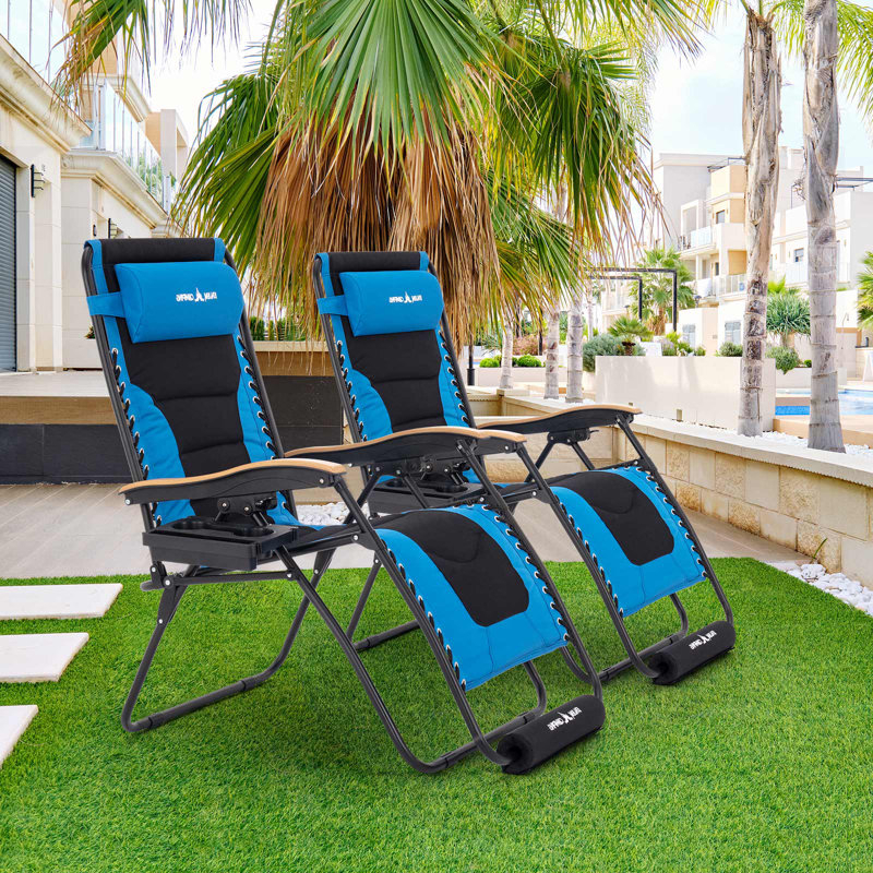 Chaise inclinable zéro gravité avec coussin, Bleu