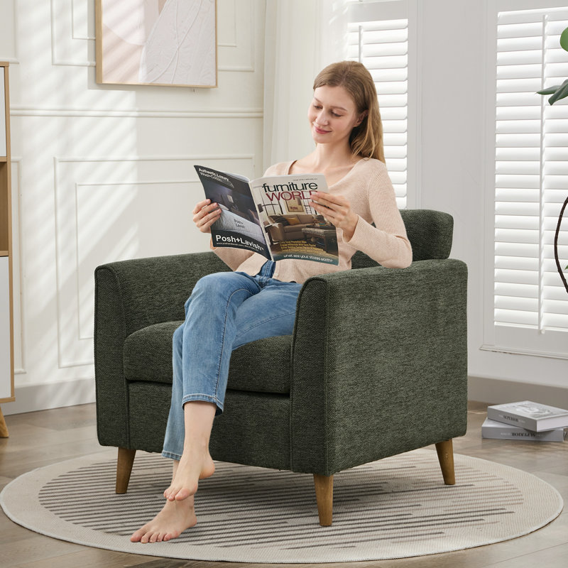 Carlaya Upholstered Accent Chair With Pillow, Green