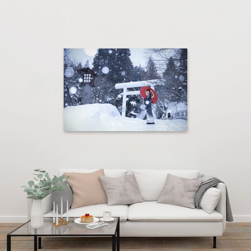 Winter Shrine In Japan Contemporary Wall Art Print by Tsutomu Sakamoto - Wrapped Canvas Print, 101.6cm H x 152.4cm W