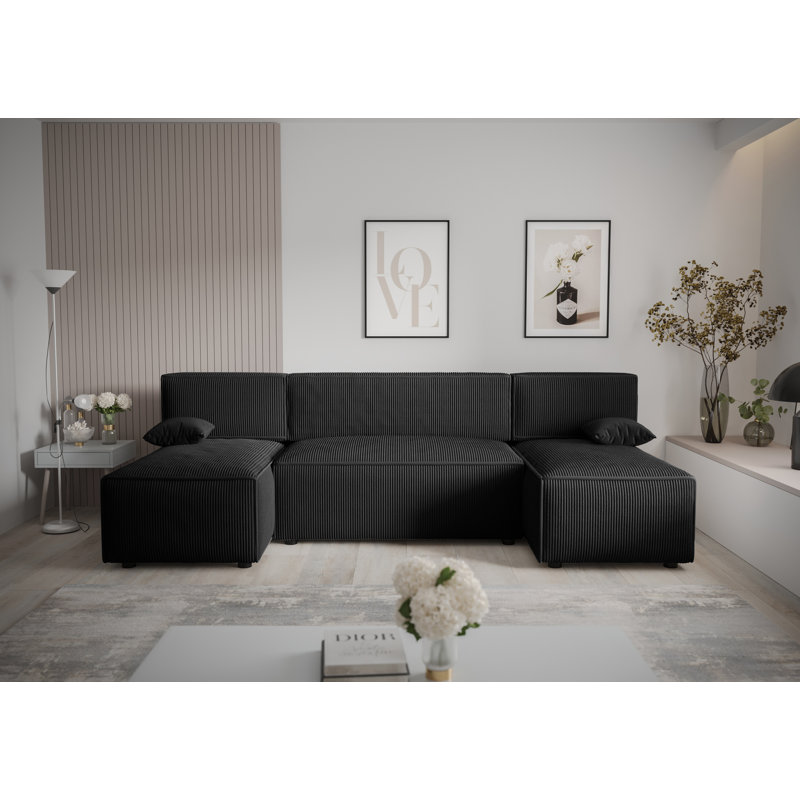 Carie 5 Seater Corner Sofa , Black