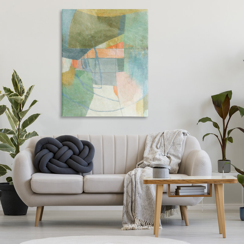 Pastel & Green Shapes Canvas Wall Art by Suzanne Nicoll bp-744_CN, H 48 po x l 36 po