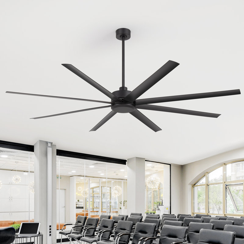 Ventilateur de plafond standard à 8 pales 65 pouces avec télécommande Ilette, Noir, 84"