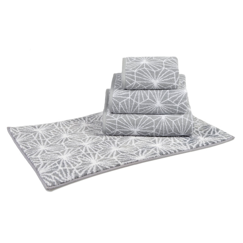 Emery Geometric Non Slip Bath Mat, Grey