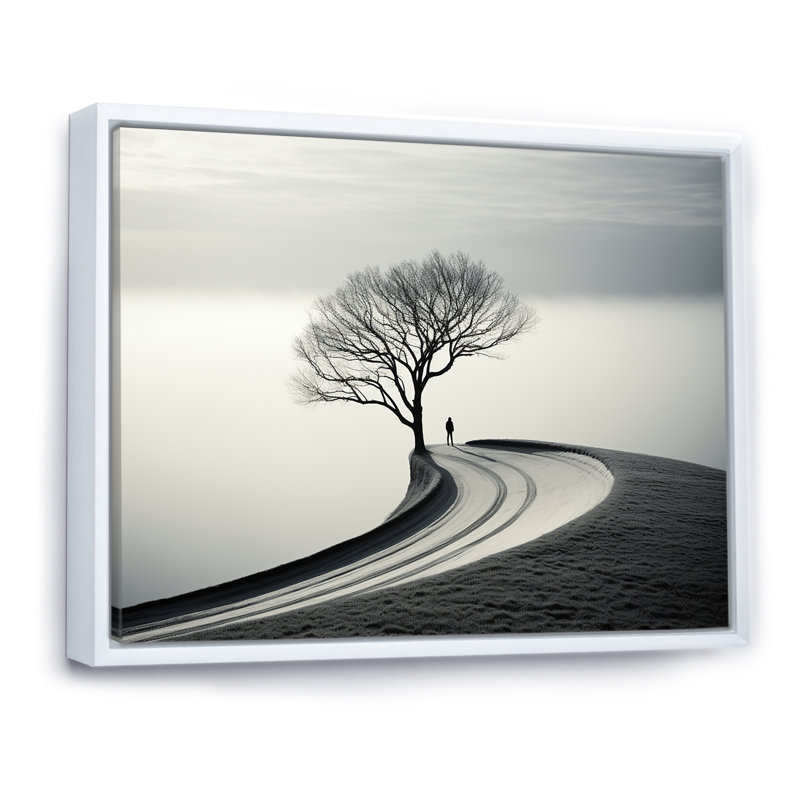 Paysage d'hiver, photo sur toile, Cadre flottant blanc, H 30 po x l 40 po