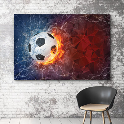 Sport " Blazing Soccer Ball Smashes Glass " Print