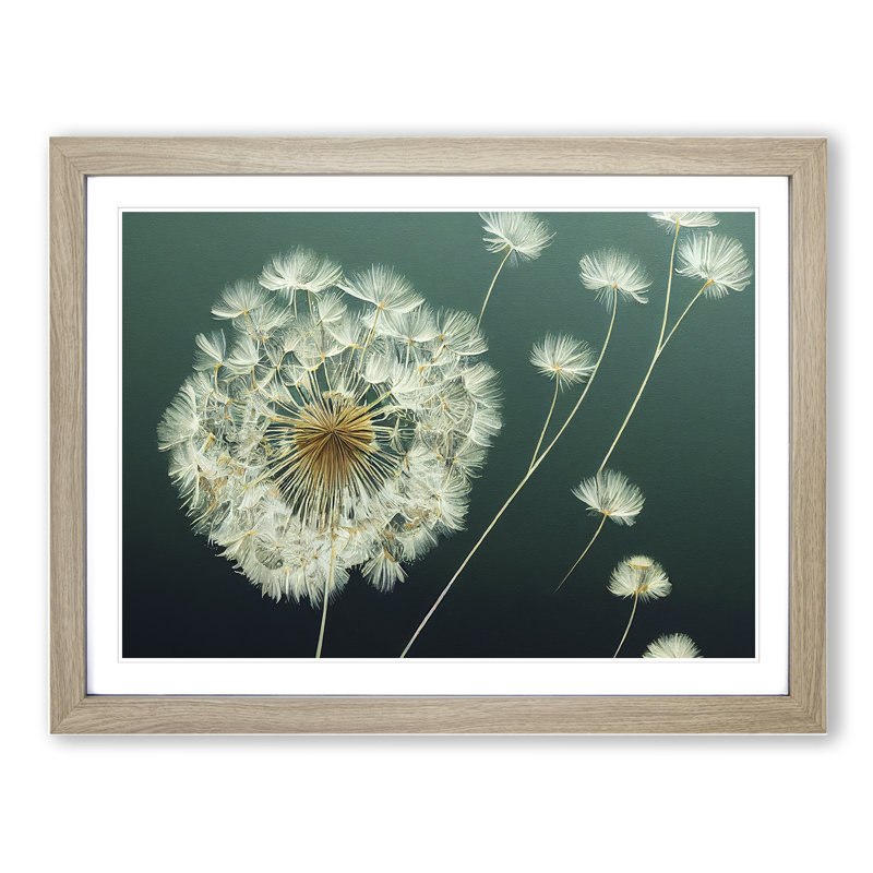 Unusual Dandelion Flowers - Framed Print, 46cm H x 64cm W x 2cm D, Oak