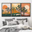 «Bright Orange Sun Desert Joshua Tree Southwestern», impression encadrée sur toile, 3 pièces-91874924-91874925