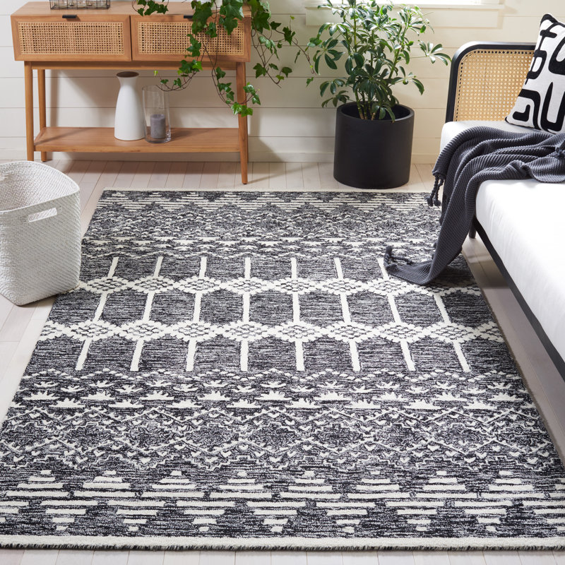 Tapis marocain en laine et coton touffeté à la main Sherill, Rectangle de 5 pi x 8 pi