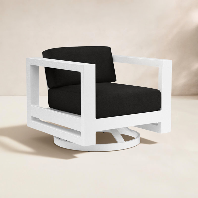 Camela Swivel Aluminum Outdoor Lounge Chair , Sunbrella® Cushions Included, Spectrum Carbon Sunbrella® Plainweave
