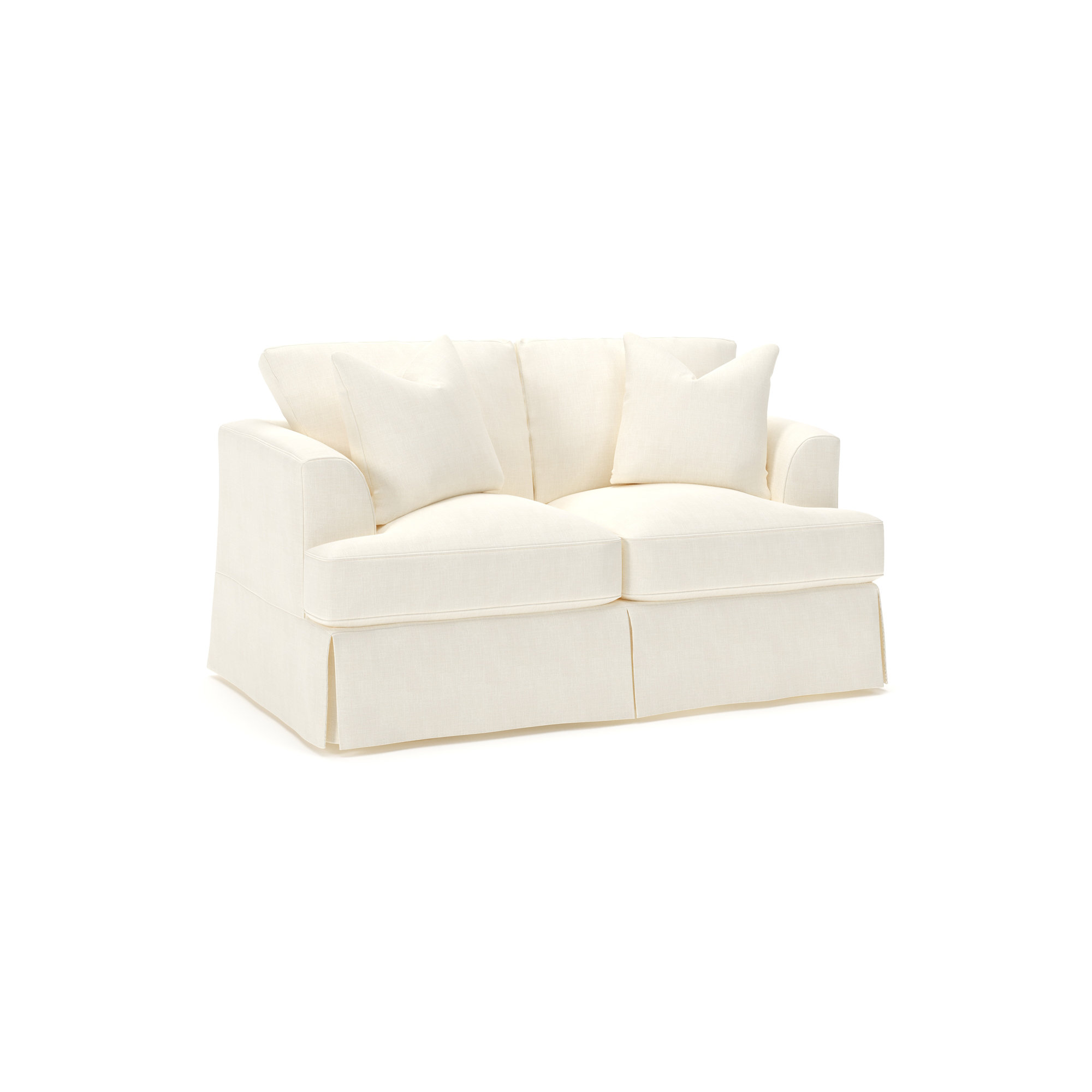 Lucia 65.5" Recessed Arm Slipcovered Loveseat, Conversation Pearl Basketweave
