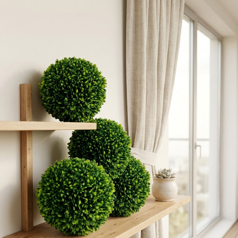 Ensemble de 4 bols décoratifs en simili buis 6 po pour la maison