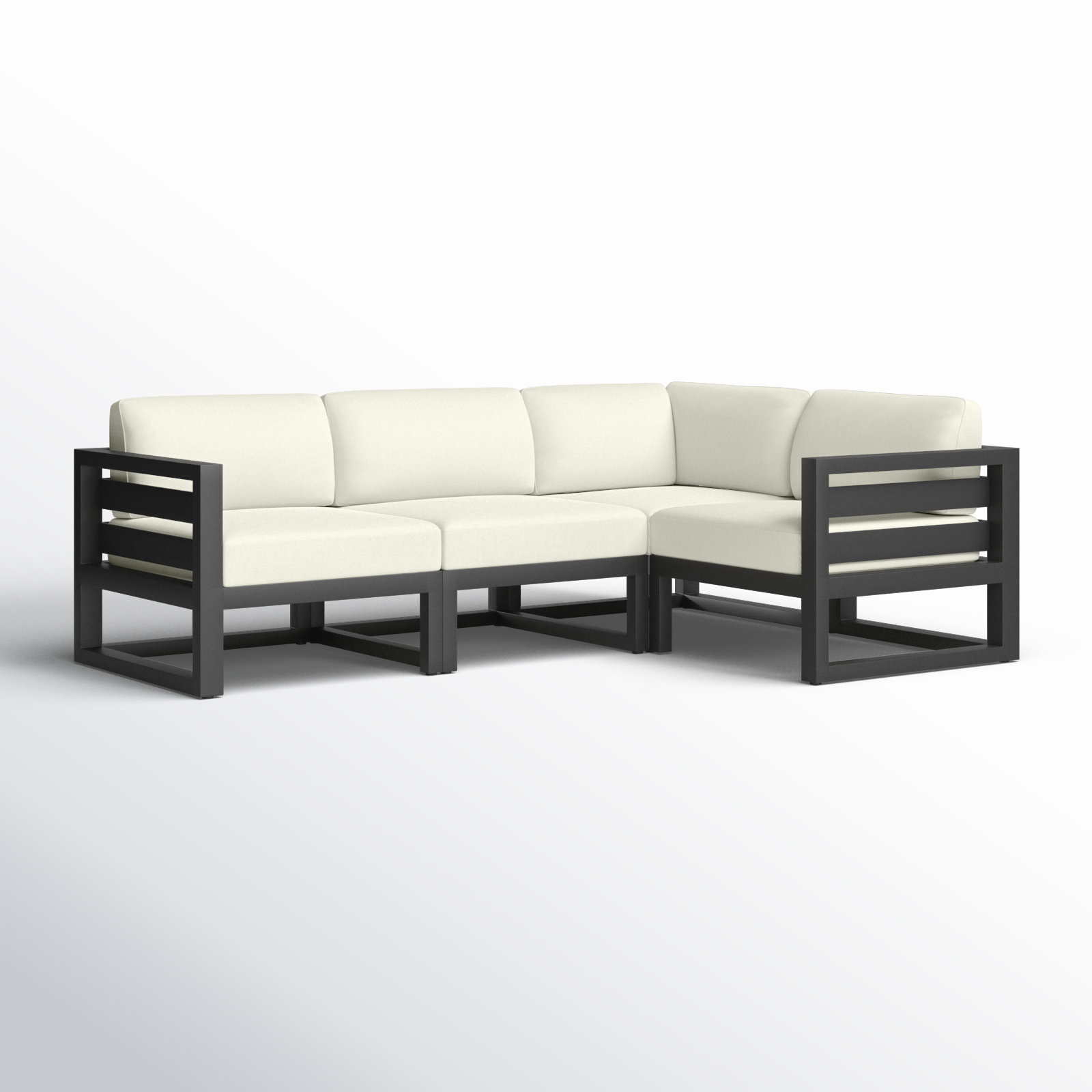 Smith 94" Outdoor Sectional with Sunbrella Cushions, Canvas Natural, Slate