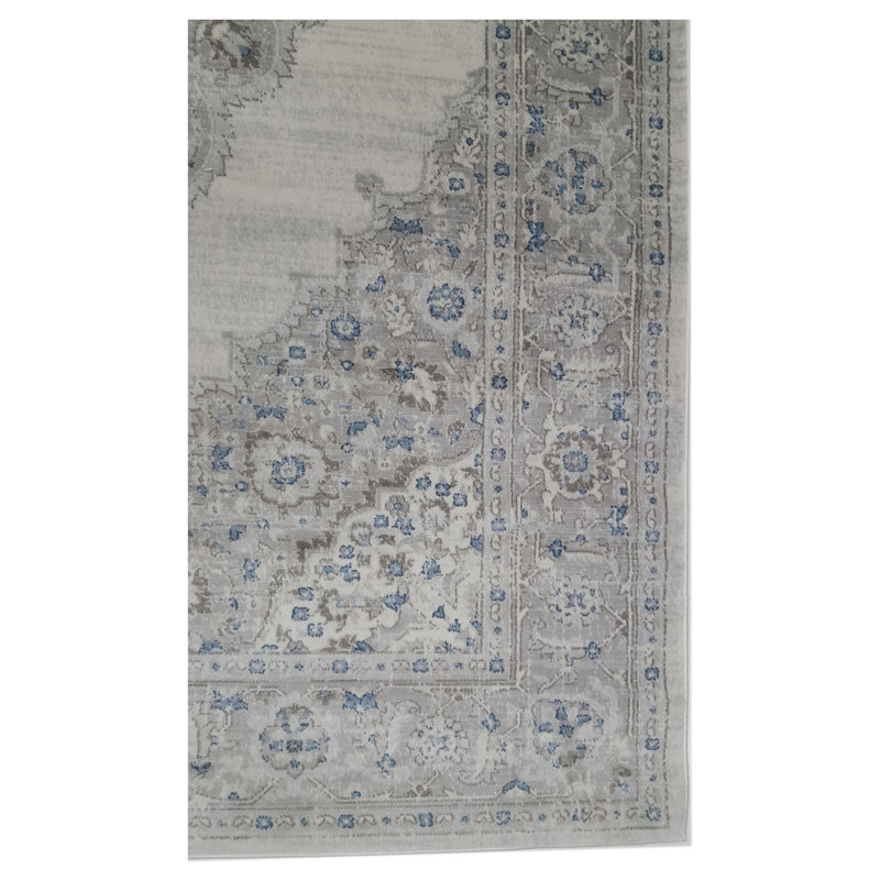 Oriental Machine-Made Cream/Gray Area Rug, Rectangle 8' x 10'