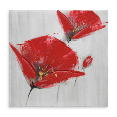 Botanical Floral Tablecloth - Three Red Flowers, Indoor/Outdoor