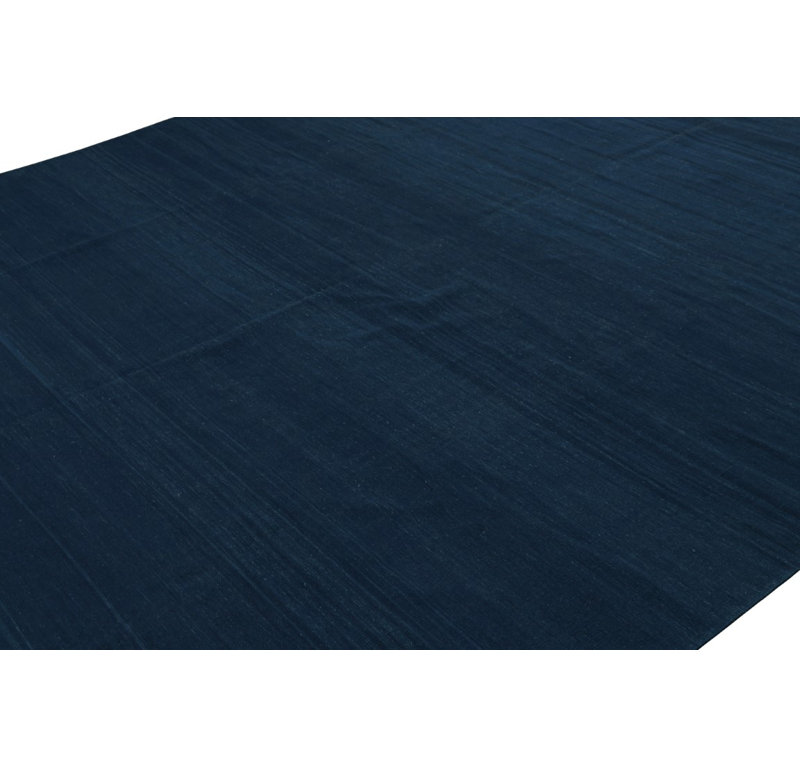 Cotton Geometric Area Rug in Blue, Rectangle 12' x 15'