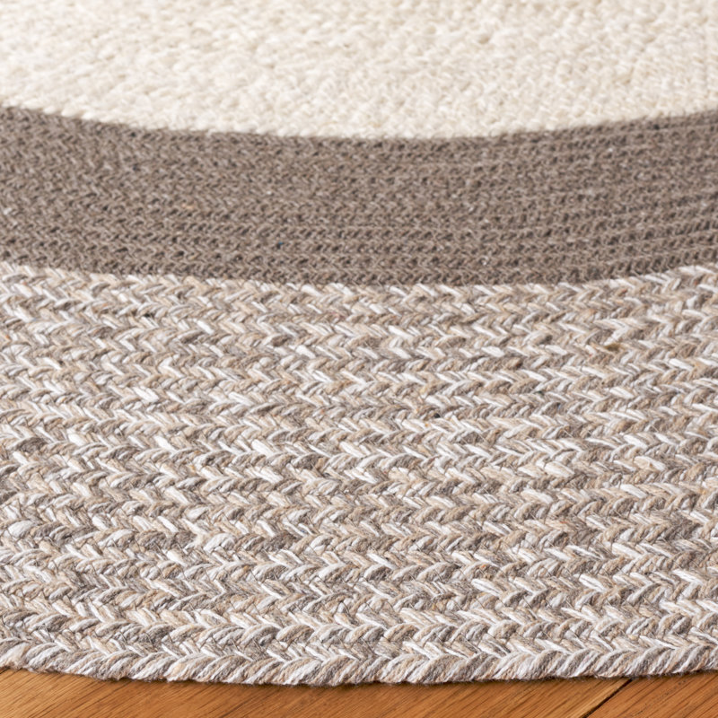 Tapis gris / beige tressé 758, Rond 5 pi