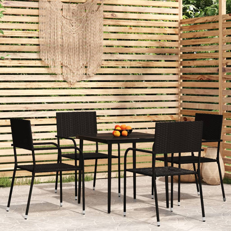Patio Dining Set Table,, 29.1" H x 31.5" L x 31.5" W, Black, 4