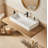 36" X 18" Solid Surface Wall Mount Rectangle Matte White Vessel Sink With Faucet Hole