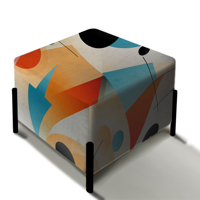 Mid-Century Geometric Resurg - Repose-pieds carré Mid-Century