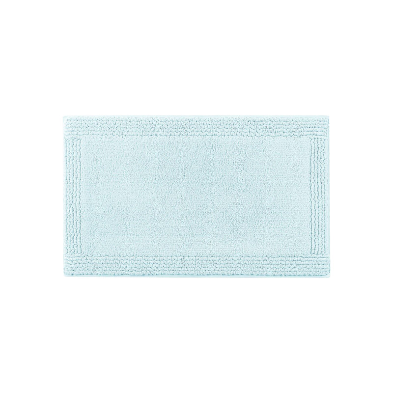 Tapis de bain bleu réversible 100% coton 24 x 44 po 3000 g / m² - lourd, doux et confortable, lavable à la machine