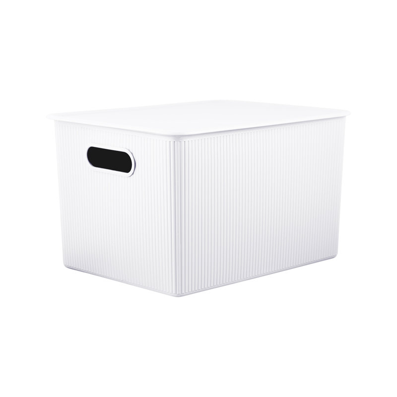 Ribbed Plastic Basket, 3, White