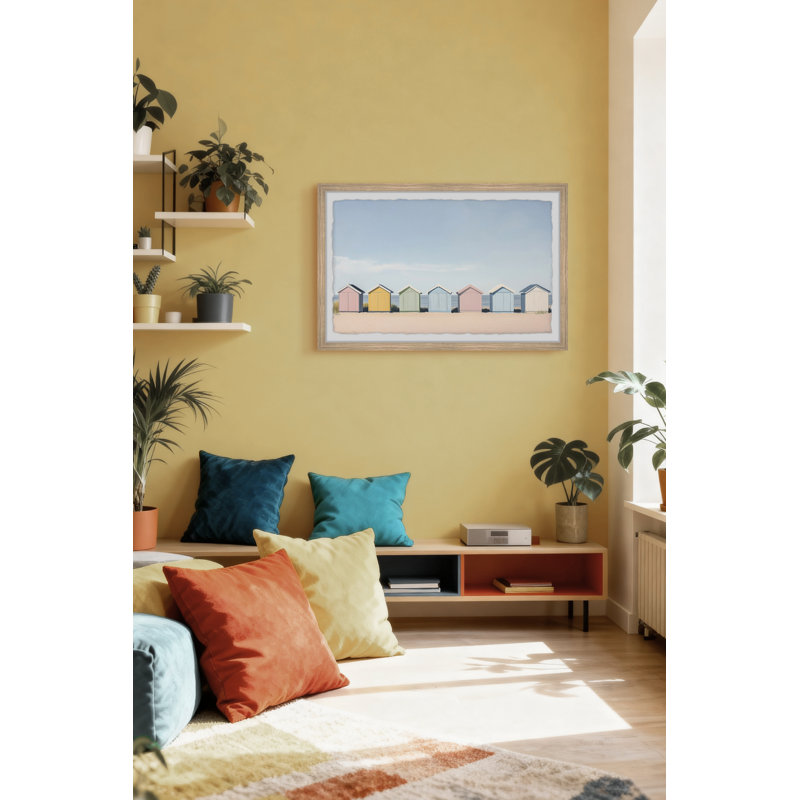"Beach Huts", reproduction encadrée, H 8 po x l 12 po