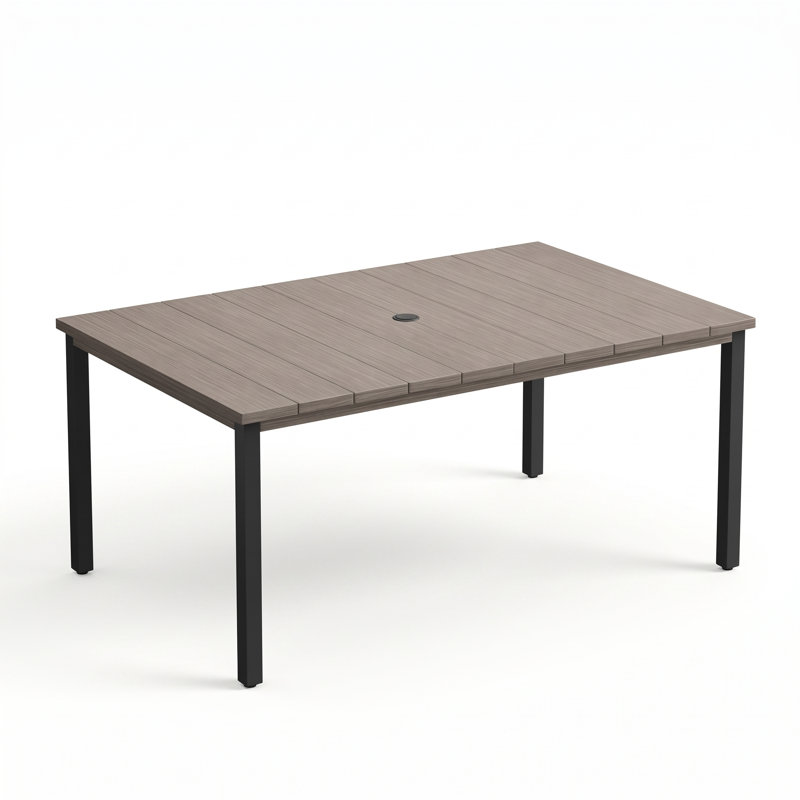 Outdoor Rectangular Dining Table, Gray Woodlike