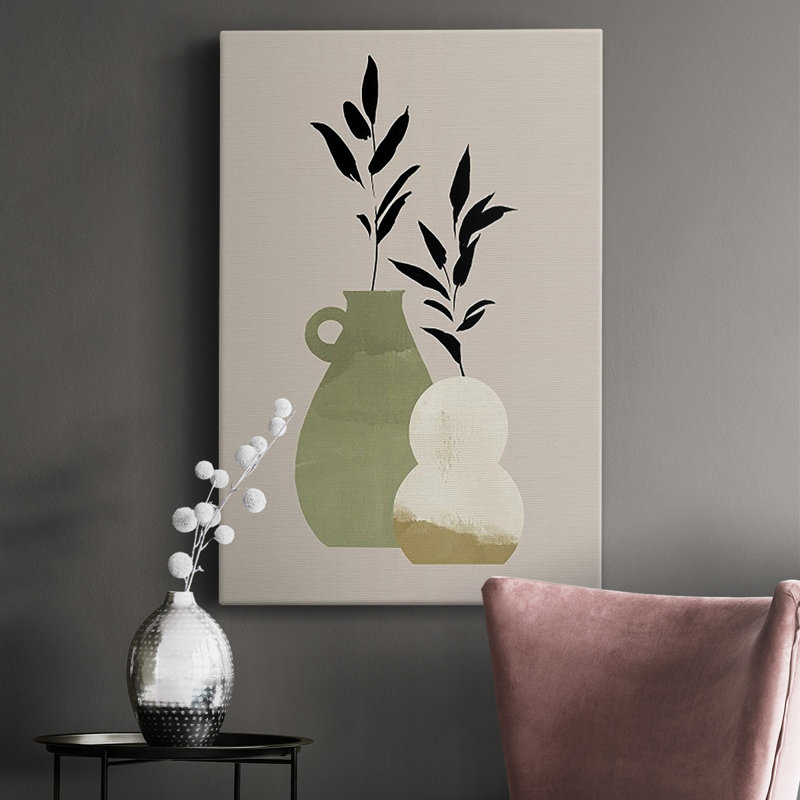Simple Bud Vases II - Toile tendue avec châssis de qualité supérieure - Prêt à être accroché, H 18 po x l 12 po x P 1 po