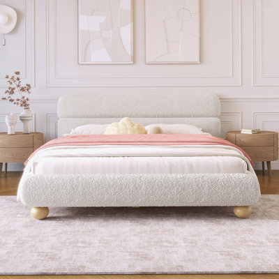 Curve-Shaped Design Contemporary Upholstered Bed