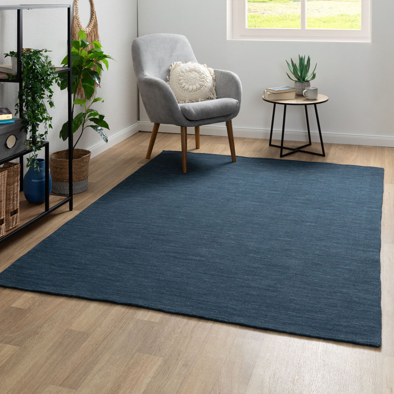 Poga Wool Hand Woven Area Rug, Rectangular 200 x 300cm, Blue