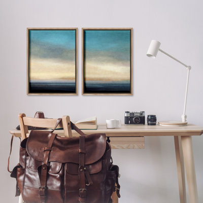 Calm Tranquil Sea Horizon 2 Pc Framed Floater Canvas Set By Suzanne Nicoll