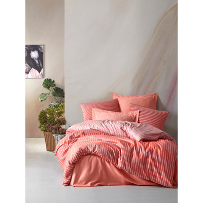 Cotton Blend Satin Striped Duvet Cover