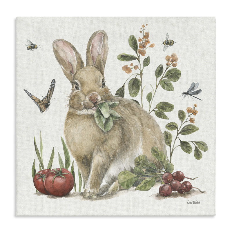 «Rabbit & Butterfly Garden» par Leslie Trimbach, H 24 po x l 24 po