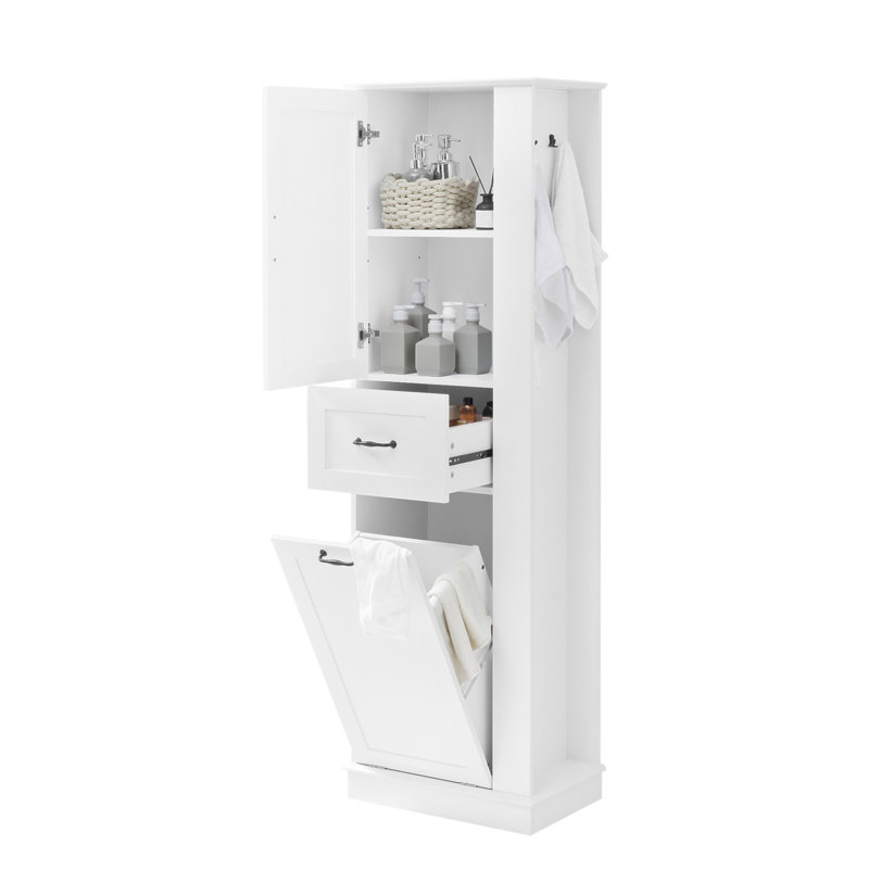 Modern Tall Storage Cabinet – Tilt-Out Compartment, Adjustable Shelves, 80LBS Capacity, Soft-Close Hinges, Aluminum Alloy Handles, For Bathroom & Home Organization