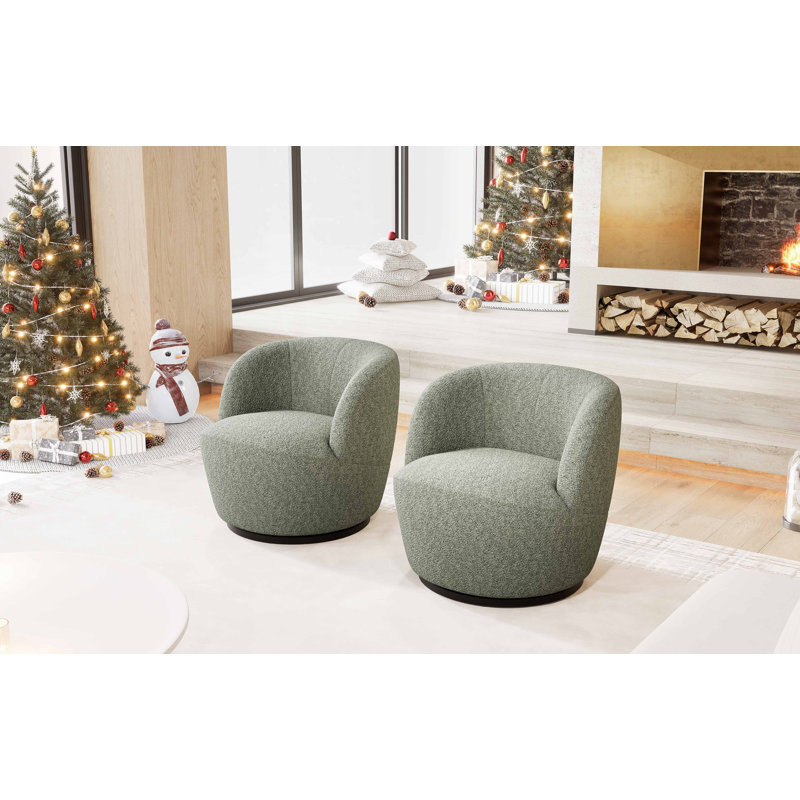 Fauteuil demi-tonneau pivotant Nen Boucle, Vert sauge