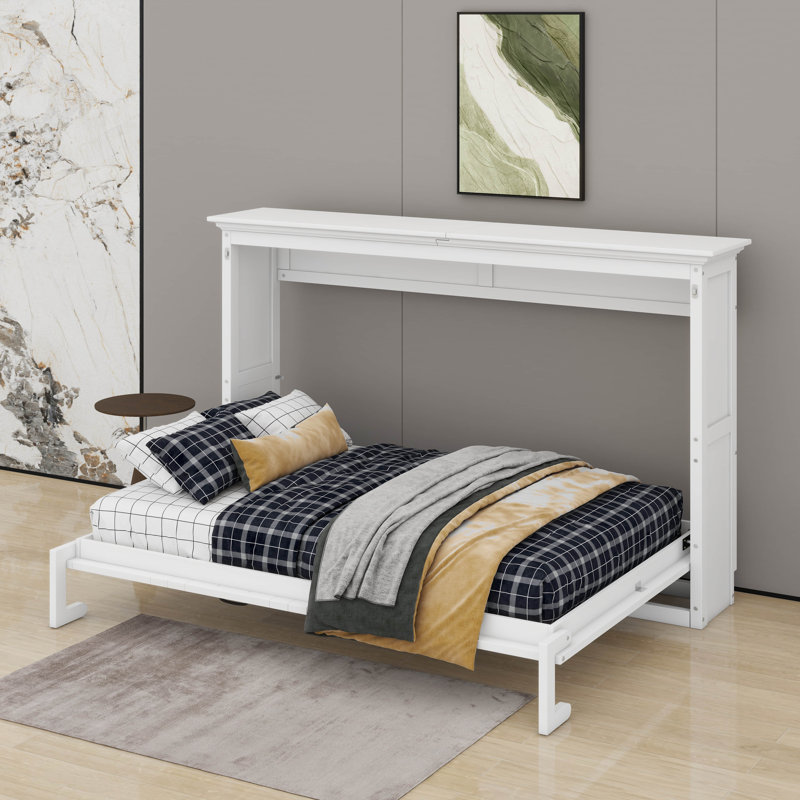 Lit escamotable en bois, peut être plié en armoire, Lit simple, Blanc