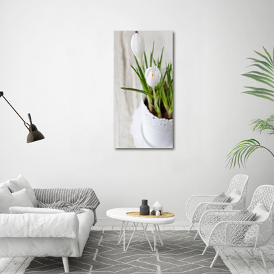 White Crocuses - Wrapped Canvas Print