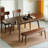 Walnut Colour Solid Oak Round Corner Diagonal Leg Telescopic Table 1.2-1.6M, For 6-8 People