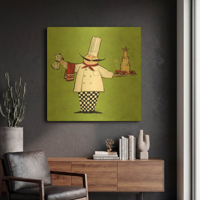 «Cafe Chef in Color» par Anne Tavoletti, art mural en métal doré, 36 po x 36 po